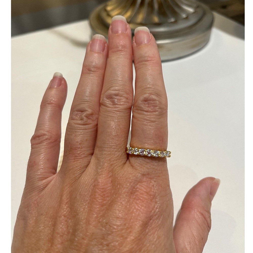 CICI GEMS Gold Tone Cubic Zirconia 7 Stone Eternity Band Ring Size 7